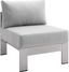 Gray Aluminum Outdoor Armless Slipper Chair