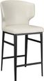 Beige Faux Leather and Metal Contemporary Counter Stool