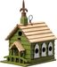 Green Hand Painted Wood Birdhouse with Distressed Details