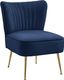 Navy Velvet Accent Chair with Gold Steel Legs