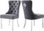 Gray Velvet Upholstered Dining Chairs with Silver Legs, Set of 2