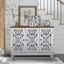 White 3-Door Carved Wood Sideboard with Adjustable Shelving