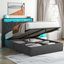 Dark Gray Full Upholstered Lift-Up Bed with LED and Charging Station