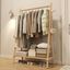 Natural Solid Wood Portable Clothing Rack with Shelf and Hook