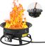 Portable Black Gas Fire Pit with Adjustable Flame Control