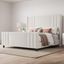 Cream Velvet Queen Platform Bed with Tufted Headboard