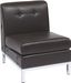 Espresso Faux Leather Armless Slipper Chair with Chrome Base