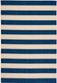 Beige and Navy Striped Synthetic Indoor/Outdoor Rug 9' x 12'