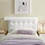 White Twin Upholstered Tufted Leather Headboard