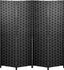 Black Woven Wood 6ft Folding Room Divider Screen