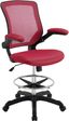 Red Adjustable Mesh Drafting Chair with Swivel Arms