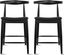 Set of 2 Black Wood Counter Stools with Faux Leather Seats