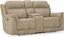 Sand Faux Leather Pillow Back Power Reclining Loveseat