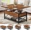 Rustic Brown Rectangular Lift-Top Coffee Table with Storage