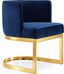 Elegant Navy Velvet Upholstered Arm Chair with Metal Frame