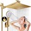 Gold 10" Square Rainfall Shower Head with Handheld Combo