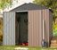 Gray and Brown Metal Outdoor Storage Shed with Lockable Door