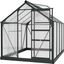 Gray Polycarbonate and Aluminum Walk-In Greenhouse with Sliding Door