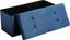 Dark Blue Tufted Linen Storage Ottoman Bench