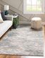 Gray Abstract Rectangular Synthetic Easy Care Area Rug