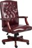 Oxblood Vinyl High Back Executive Swivel Chair with Mahogany Finish