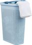 Baby Blue Slim Wicker Plastic Laundry Hamper with Lid