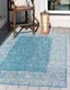 Aqua Blue Synthetic 9' x 12' Easy-Care Outdoor Area Rug