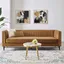 Cognac Velvet Tufted Reception Sofa with Gold Accents