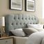 Gray Tufted Upholstered Queen Headboard with Buttons