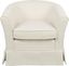 White Boucle Fabric Barrel Swivel Club Chair