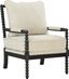 Classic Linen and Black Wood Spindle Accent Chair