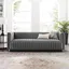 Gray Tufted Velvet Tuxedo Arm Sofa with Wood Base