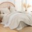 Beige Tufted Boho Queen Comforter Set with Pom Pom Accents