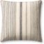 Ivory and Grey Striped Cotton 18'' x 18'' Pillow Cover