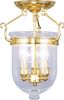 Polished Brass 3-Light Semi-Flush Mount with Seeded Glass