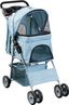 Blue Foldable Four-Wheel Pet Stroller with Mesh Windows