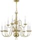 Williamsburgh Polished Brass 12-Light Colonial Chandelier