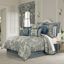 King Blue Velvet Chenille Medallion Comforter Set