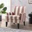 Red and White Striped Wooden Leg Accent Chair