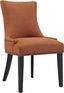 Orange Upholstered Leather and Wood Side Chair