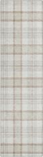 Ivory and Beige Plaid Flat Woven Indoor/Outdoor Runner Rug