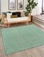 Hand-Knotted Green Wool Square Indoor Area Rug