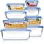 Blue Glass Meal Prep Containers Set with Airtight Lids