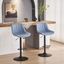 Blue Faux Leather Adjustable Swivel Bar Stools with Metal Base