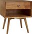 Mid-Century Caramel Solid Pine Nightstand with Antique Metal Hardware