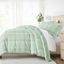 Green Plaid Microfiber Twin Duvet Cover Set with Sham