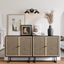 Black Oak and Cane Rectangular Sideboard with Adjustable Shelving