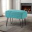 North Sea Textured Velvet Footstool with Metal Hairpin Legs