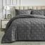 Gray Microfiber King Bed in a Bag Set with Tufted Design