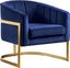 Elegant Carter Navy Velvet Accent Chair with Gold Stainless Steel Base